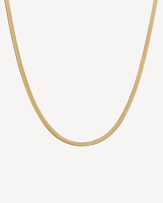 Estelle Herringbone Snake Chain Necklace - Gold