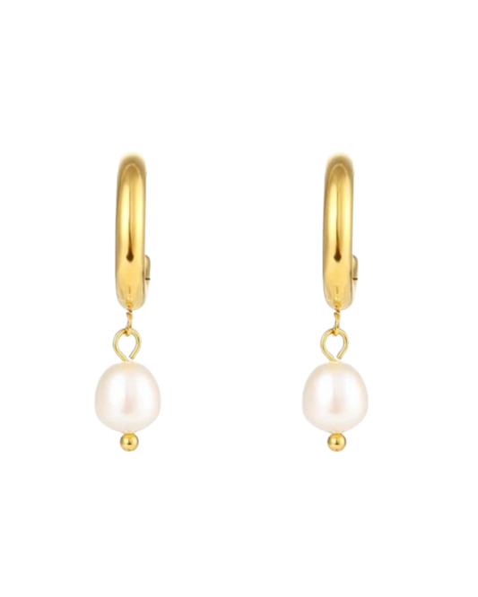 Iris Freshwater Pearl Hoop Earrings