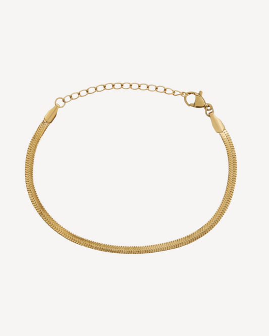 Estelle Herringbone Snake Chain Bracelet - Gold