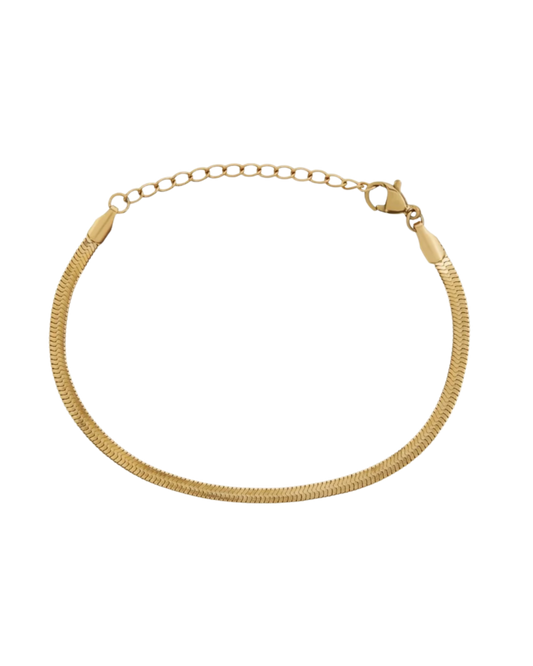 Estelle Herringbone Snake Chain Bracelet - Gold